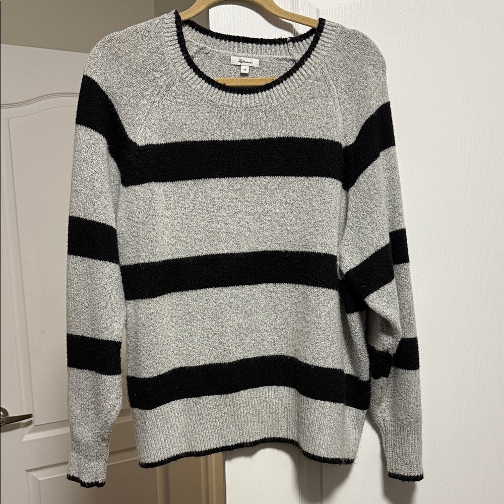Women’s Oversized Black and Gray Striped Sweater